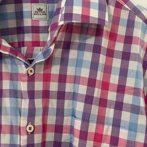 Peter Millar Men's Purple, Pink, and Blue Plaid Shirt